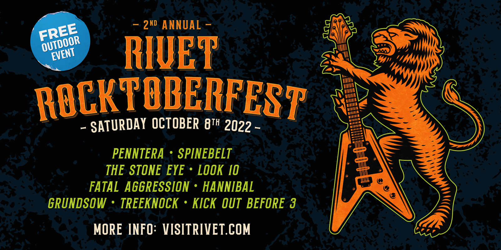 2nd Annual Rivet Rocktoberfest 2022 on Saturday, October 8th with a bunch of fun, loud, beer loving bands on our outdoor stage!