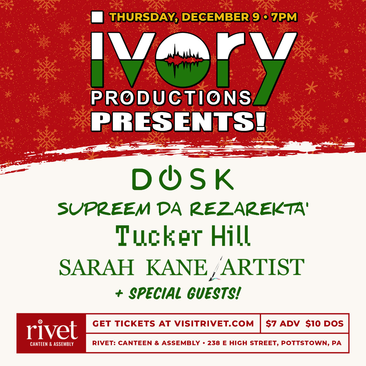 Grammy-nominated producer/engineer David Ivory presents FOUR AMAZING ARTISTS on our Rivet stage! Thu, December 9, 2021 from 7 PM to 10:30 PM.