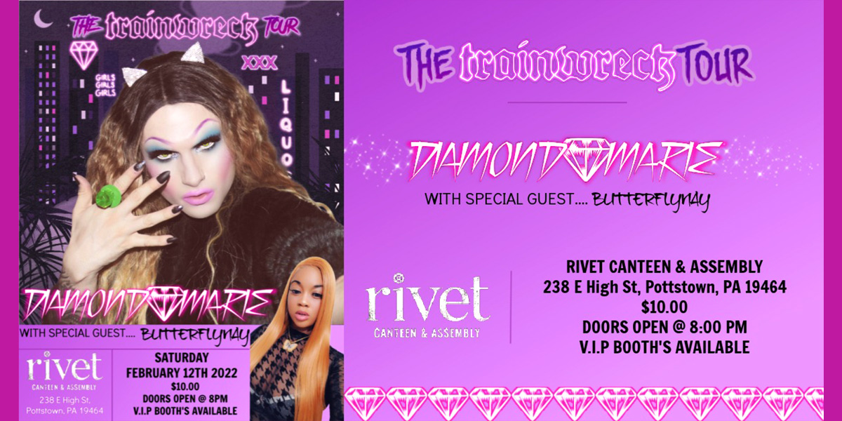 DIAMOND MARIE and special guest Butterflynay performing live at Rivet: Canteen & Assembly on Saturday, February 12th, 2022!