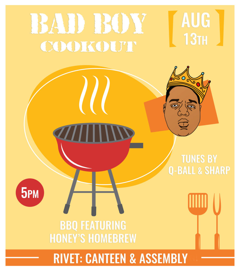 Join us for this FREE outdoor event at Rivet on Saturday, August 13th! Tunes provided by Q-Ball and Sharp!