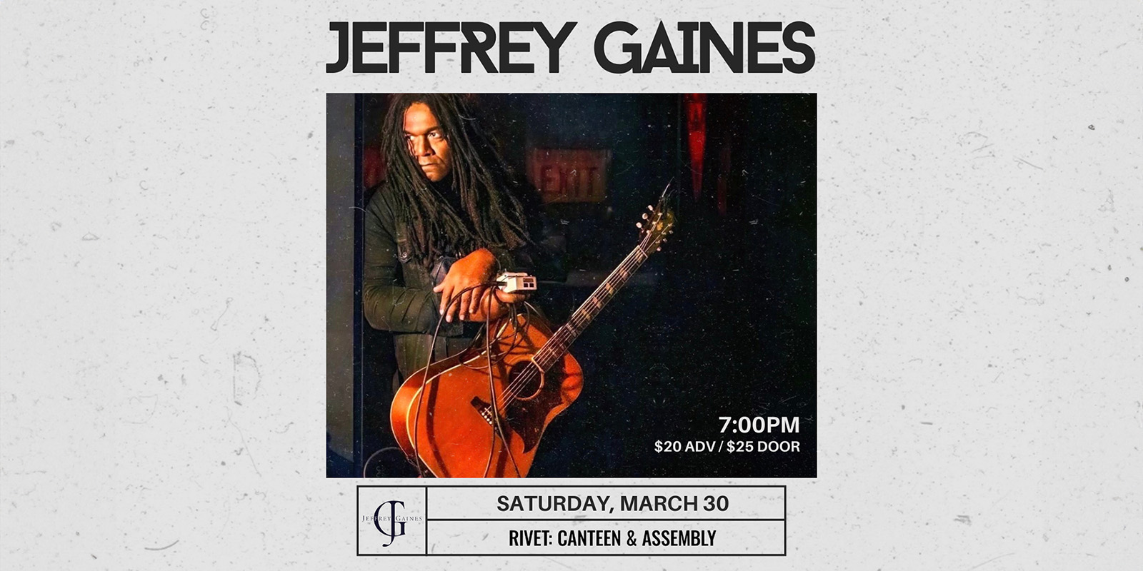 Jeffrey Gaines returns to Rivet: Canteen & Assembly on Saturday, March 30th, 2024. Get your tickets now!