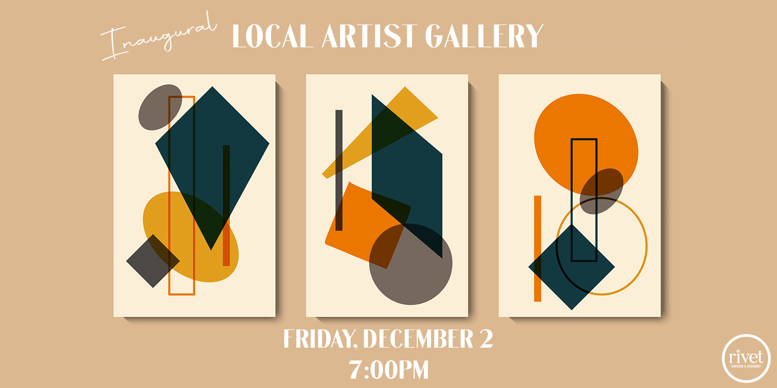 Rivet is proud to showcase the artwork of our local community members on Friday, December 2nd! Entry is free and there will be music by DJ Sharp.