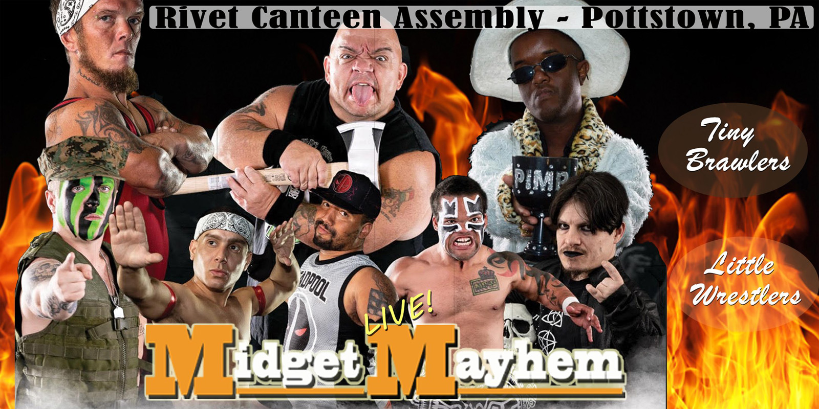 Midget Mayhem Wrestling & Brawling at Rivet: Canteen & Assembly on Sunday, June 25th, 2023!