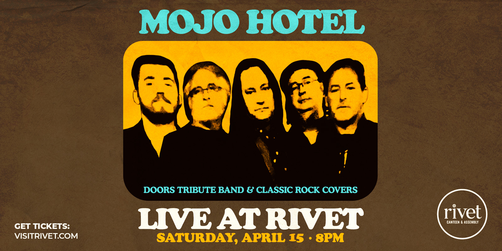 Mojo Hotel Returns to Rivet: Canteen & Assembly on Saturday, April 15th, 2023.