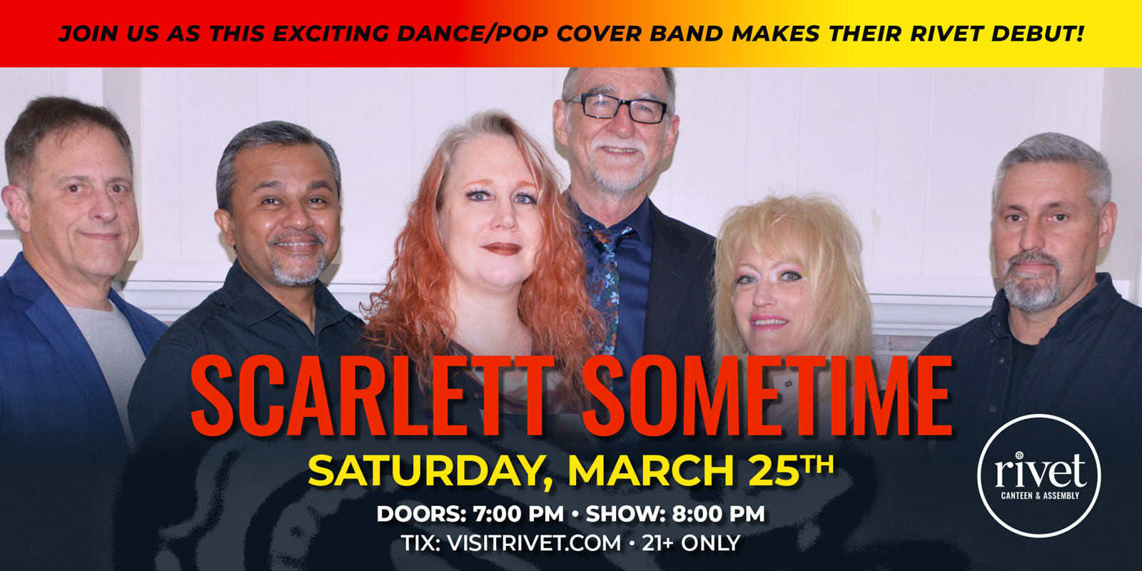 Scarlett Sometime makes their live debut at Rivet: Canteen & Assembly on Saturday, March 25, 2023. Join us!