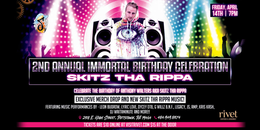 Skitz Tha Rippa 2nd Annual Immortal Birthday Celebration at Rivet: Canteen & Assembly on Friday, April 14th, 2023.