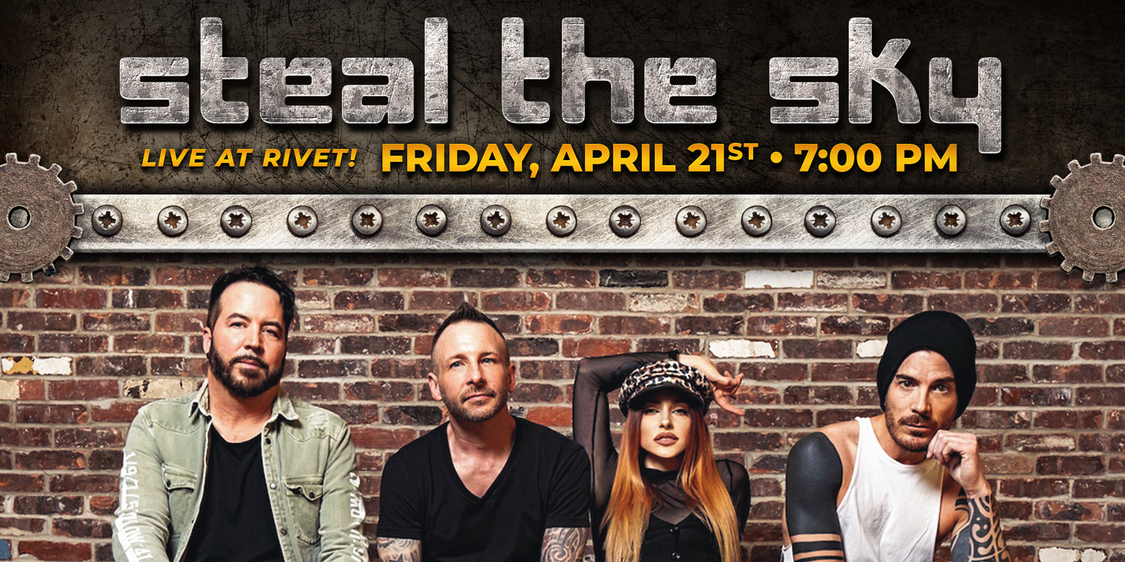Steal The Sky make their Rivet: Canteen & Assembly debut on Friday, April 21st! Join us! Doors: 7 PM. Show: 8 PM.