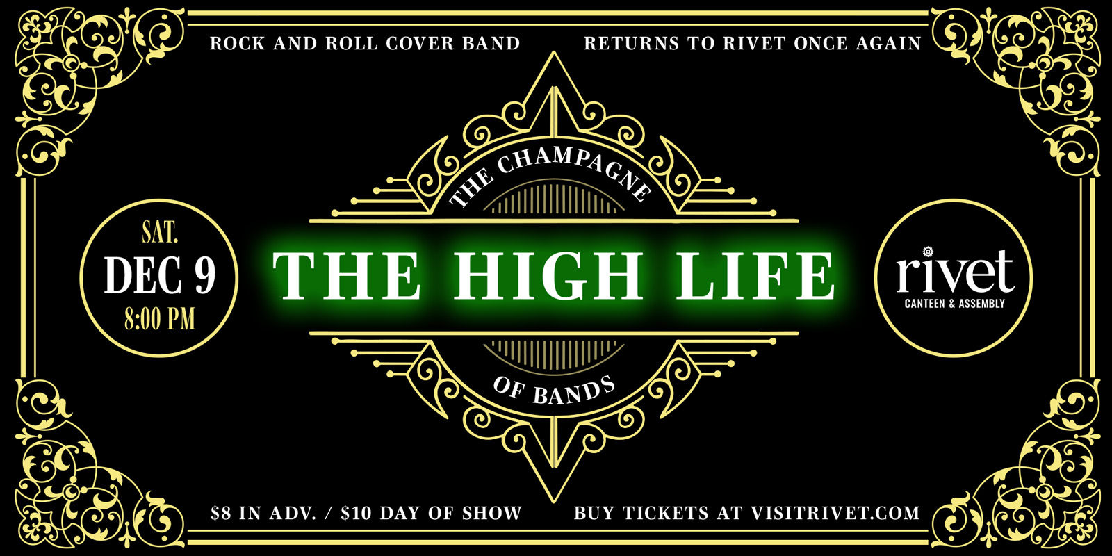 The High Life Band live at Rivet: Canteen & Assembly on Saturday, December 9th. Join us!